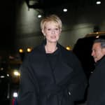 Cynthia Nixon seen posing outside The Late Show With Stephen Colbert in New York City