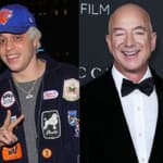 Kim Kardashian, Pete Davidson, and Jeff Bezos collage.