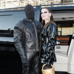 Kanye West and Julia Fox posing for the camera.