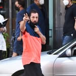 Adam Sandler is seen filming new Netflix movie 'Hustle' on the streets of Philadelphia.