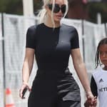 Kim Kardashian at soccer with son Saint in Los Angeles