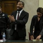 Actor Jussie Smollett speaks to Judge James Linn after his sentence is read March 10, 2022, at the Leighton Criminal Court Building in Chicago.