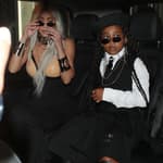 Kim Kardashian and daughter North West leaving the Jean Paul Gaultier fashion show in Paris