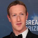 Portraits of Grimes and Mark Zuckerberg