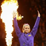 February 05, 2022: LSU's Olivia Dunne is introduced prior to NCAA Gymnastics action between the Auburn Tigers and the LSU Tigers at the Pete Maravich Assembly Center in Baton Rouge, LA. Jonathan Mailhes/CSM(Credit Image: © Jonathan Mailhes/Cal Sport Media) Newscom/(Mega Agency TagID: csmphototwo864831.jpg) [Photo via Mega Agency]