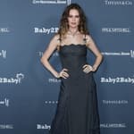 Behati Prinsloo wearing a Versace dress arrives at the Baby2Baby 10-Year Gala 2021