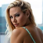 Kindly Myers in blue lingerie