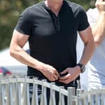 Tarek El Moussa gets some fresh air from a ventilator on 'Extra!'