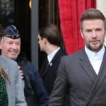 Victoria and David Beckham seen in Paris during the Fashion Week