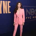 Emmy Rossum on the red carpet for Angelyne