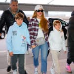 Shakira and her sons Sasha and Milan Pique Mebarak seen departing via JFK Airport in New York
