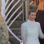 Blushing bride Sofia Richie looks radiant in an elegant white gown as she heads to her lavish wedding rehearsal dinner in the French Riviera