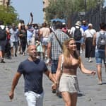 Chrishell Stause and Jason Oppenheim at the Colosseum and Roman Forum