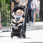 Julia Fox was spotted chatting on her phone as pushing her son in a stroller while out and about in New York City