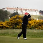 Donald Trump playing golf at his Trump Turnberry resort in South Ayrshire