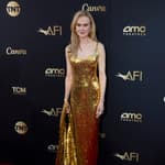 Nicole Kidman Flaunts Figure In A Fitted Gold Balenciaga Outfit For AFI Award Gala