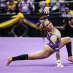 January 19, 2024: LSU's KJ Johnson competes on the floor exercise during the NCAA woman's gymnastics meet between the Kentucky Wildcats and the LSU Tigers at the Pete Maravich Assembly Center in Baton Rouge, LA. Kyle Okita/CSM (Credit Image: © Kyle Okita/Cal Sport Media) Newscom/(Mega Agency TagID: csmphotothree224603.jpg) [Photo via Mega Agency]