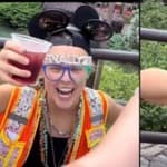 JoJo Siwa drinking at Disney World