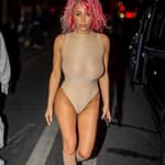 Bianca Censori with her pink hairdo