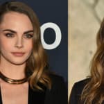 A collage of Cara Delevingne and girlfriend Minke posing on red carpets