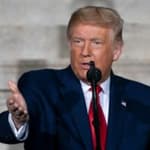 Donald Trump speaking (left) Joe Biden delivers speech (right)