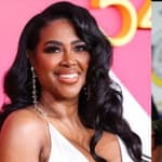 A closeup collage of 'RHOA' stars Kenya Moore and Kim Zolciak