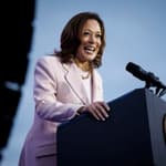 Kamala Harris speaking at the podium