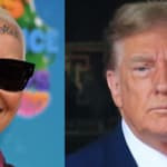 A photo collage of Amber Rose and Donald Trump