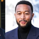 A photo collage of Donald Trump and John Legend