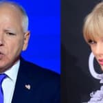 Tim Walz (left) Taylor Swift (right)
