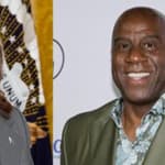 Kamala Harris (left) Magic Johnson (right)