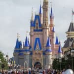 Disney World's castle (left) Kylie Kelce (right)