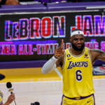 Lebron James on basketball court
