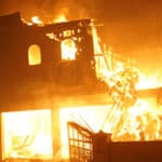 House being burnt down in Pacific Palisades fire