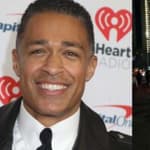 TJ Holmes (left) Rachael Kirkconnell and Matt James (right)