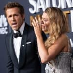 Joe Rogan, Ryan Reynolds, Blake Lively photo collage