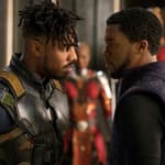 Michael B. Jordan and Chadwick Boseman on Black Panther - Movie Set