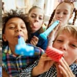 Kylie Kelce (left) Kids birthday party (right)