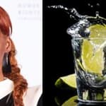 Janelle Monae (left) tequila shot (right)