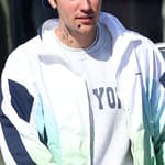 Justin Bieber with stickers on his face