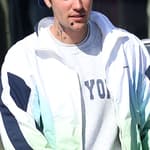 Justin Bieber with stickers on his face