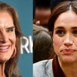 A photo collage of Brooke Shields and Meghan Markle