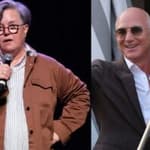 Rosie O'Donnell (left) Jeff Bezos and Lauren Sanchez (right)