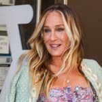 Sarah Jessica Parker is all smiles in a beautiful floral dress while leaving Live with Kelly and Mark this morning in New York City