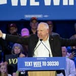 Governor Tim Walz during a presidential rally. .