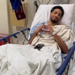 Tyrese Haliburton in a hospital bed.