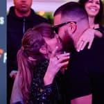 Erin Andrews (left) Taylor Swift and Travis Kelce (right)