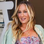 Sarah Jessica Parker is all smiles in a beautiful floral dress while leaving Live with Kelly and Mark this morning in New York City