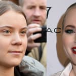 A photo collage of Greta Thunberg and Meghan McCain