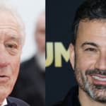 A photo collage of Robert De Niro and Jimmy Kimmel